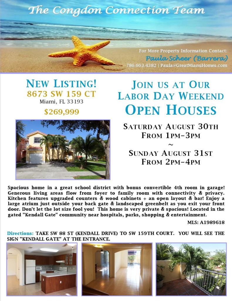 Labor Day Weekend Kendal Open Houses